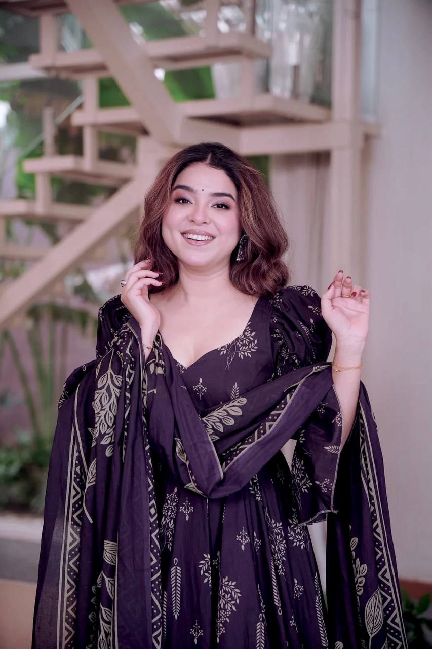 Aubergine Purple Anarkali Set - Festive Wear